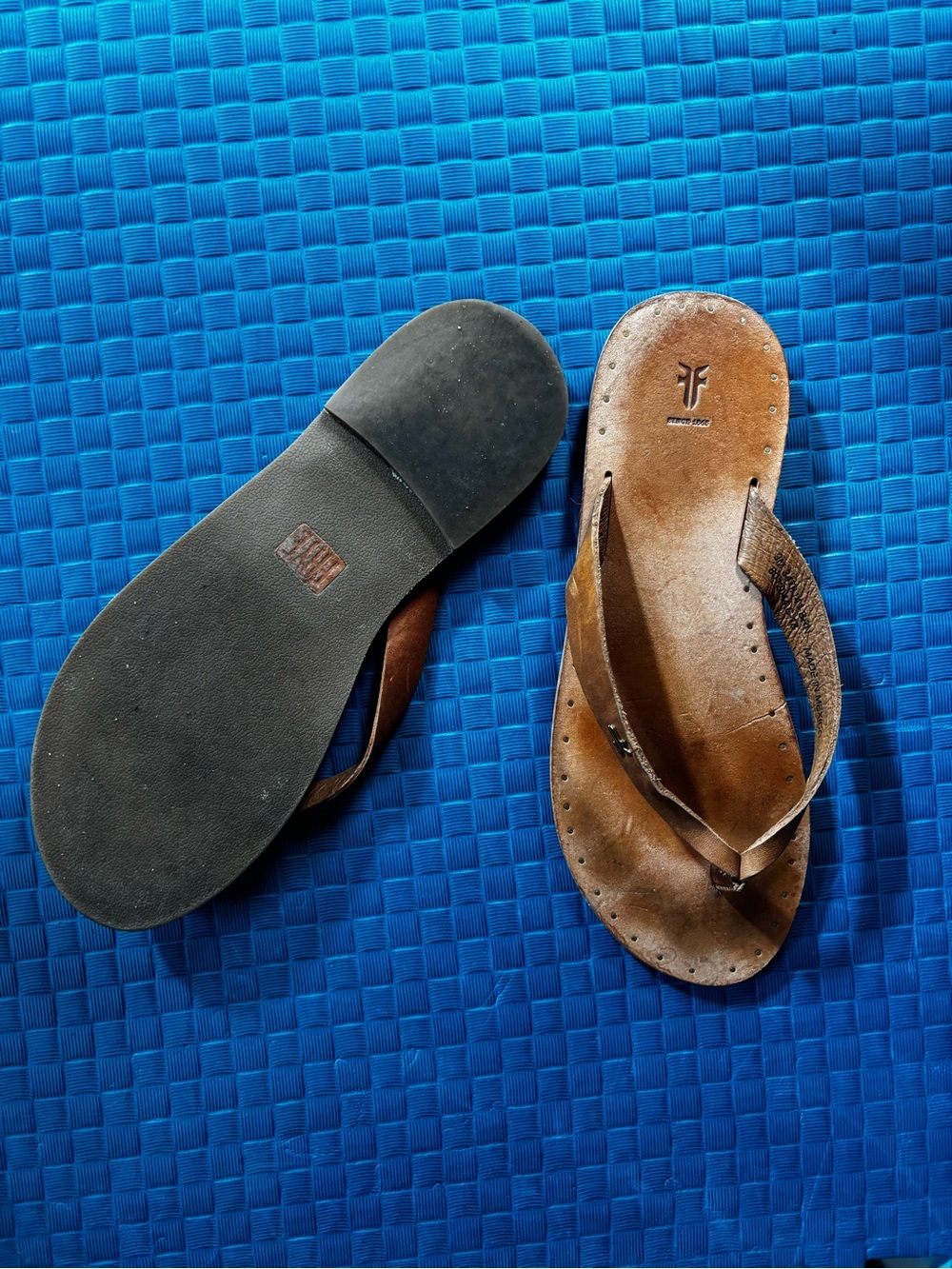 Frye Brown Leather Flip Flop Sandals